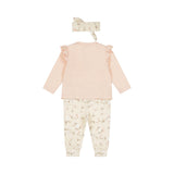 Dirkje Baby Girls Pintuck Floral Set with Headband - Light Pink
