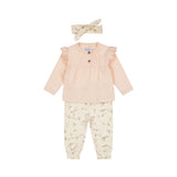 Dirkje Baby Girls Pintuck Floral Set with Headband - Light Pink