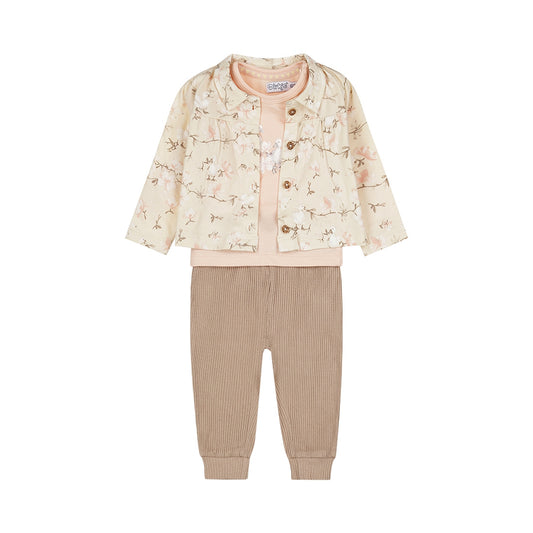 Dirkje Baby Girls Floral Jacket 3-Pc Set - Off White