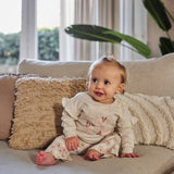 Dirkje Girls Ruffle Shoulder Love Sweater - Off White