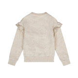 Dirkje Girls Ruffle Shoulder Love Sweater - Off White