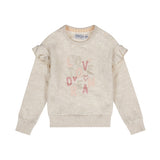 Dirkje Girls Ruffle Shoulder Love Sweater - Off White