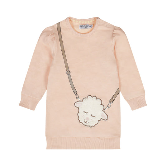 Dirkje Girls Sheep Sweater Dress - Light Pink