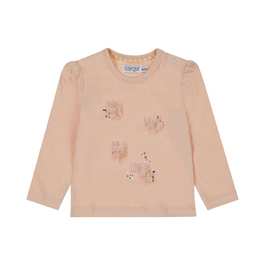 Dirkje Girls 3D Floral Long-Sleeve Tee - Light Pink