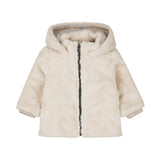 Dirkje Plush Faux Fur Hooded Jacket - Off White