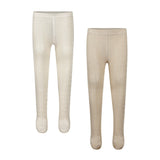 Dirkje Girls Ribbed Tights 2-Pack - Cream & Beige