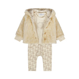 Dirkje Baby Boys Fuzzy Hooded 3-Pc Set - Off White