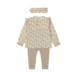 Dirkje Baby Girls Leaf Print Set with Headband - Off White