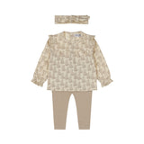 Dirkje Baby Girls Leaf Print Set with Headband - Off White