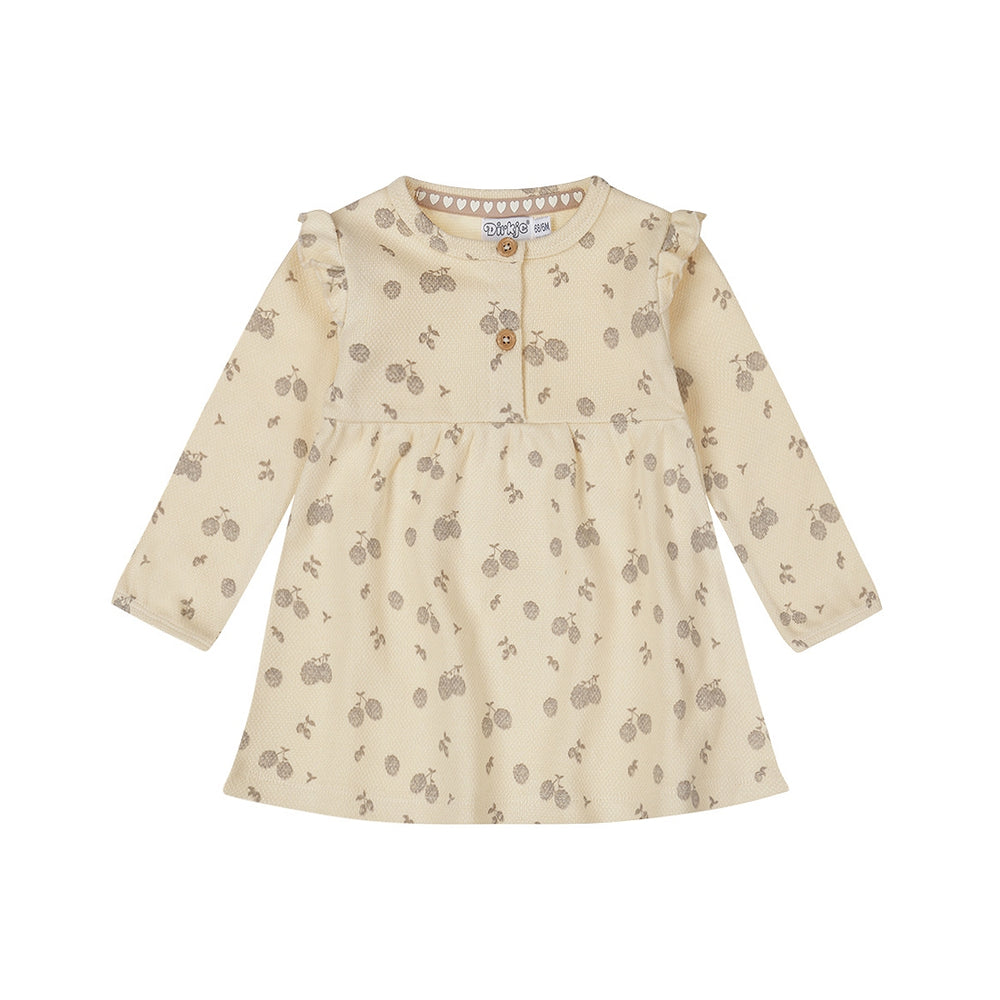 Dirkje Girls Waffle Hedgehog Dress - Off White
