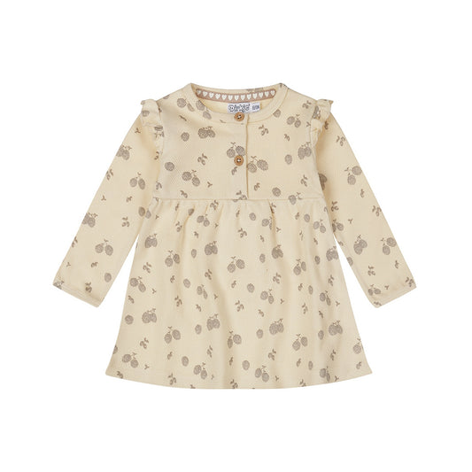 Dirkje Girls Waffle Hedgehog Dress - Off White