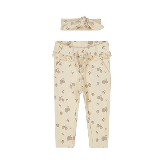 Dirkje Girls Cherry Paperbag Trousers & Headband Set - Off White