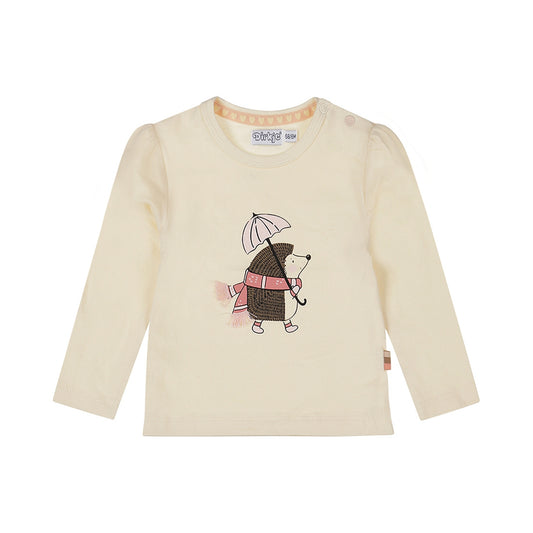 Dirkje Girls Long-Sleeve Hedgehog T-Shirt - Off White