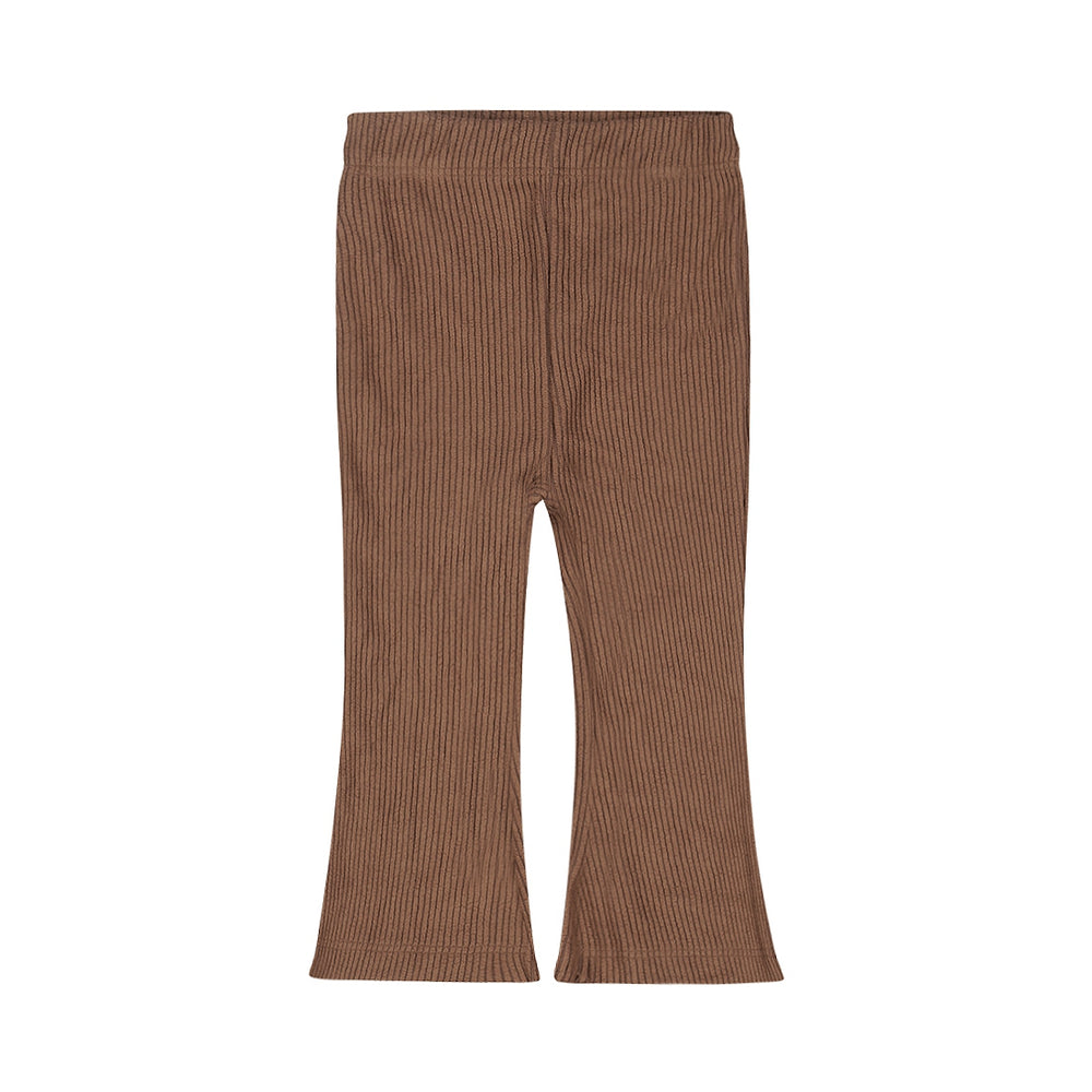 Dirkje Girls Flared Ribbed Velour Trousers - Brown