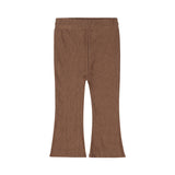 Dirkje Girls Flared Ribbed Velour Trousers - Brown