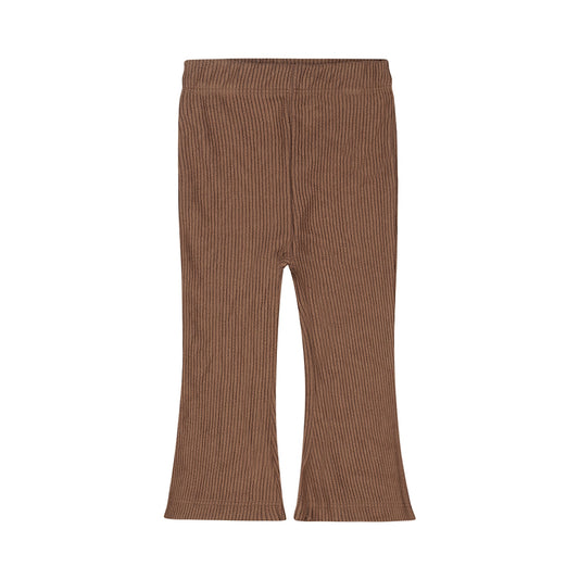 Dirkje Girls Flared Ribbed Velour Trousers - Brown
