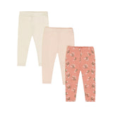 Dirkje Girls Leggings 3-Pack - Off White, Blush & Bee Print