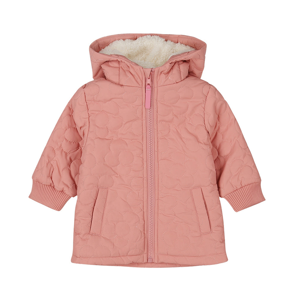 Dirkje Girls Quilted Flower Puffer Jacket - Pink