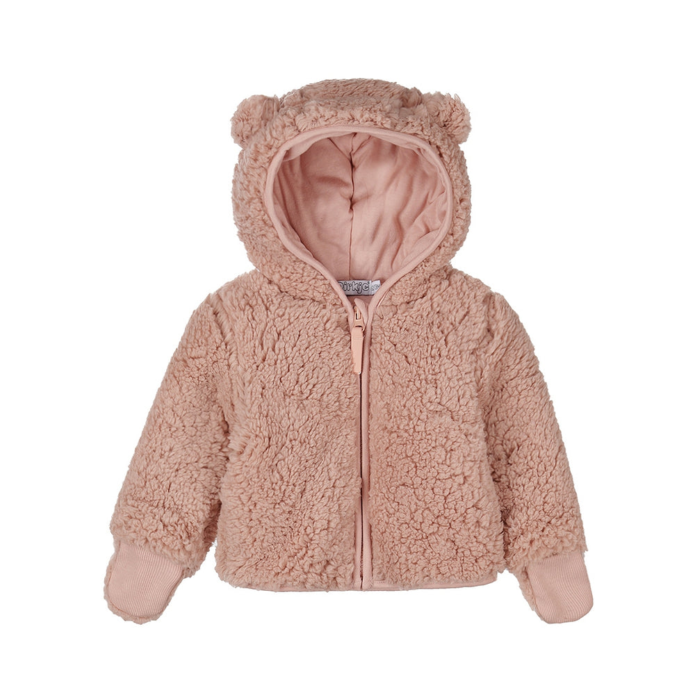 Dirkje Girls Teddy Bear Hooded Jacket - Light Mauve