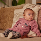 Dirkje Girls Cat Sweatshirt Dress - Mauve