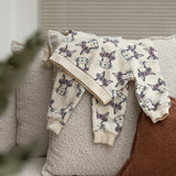 Dirkje Girls 2-Piece Bunny Print Sweatshirt & Joggers Set - Off White