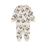 Dirkje Girls 2-Piece Bunny Print Sweatshirt & Joggers Set - Off White