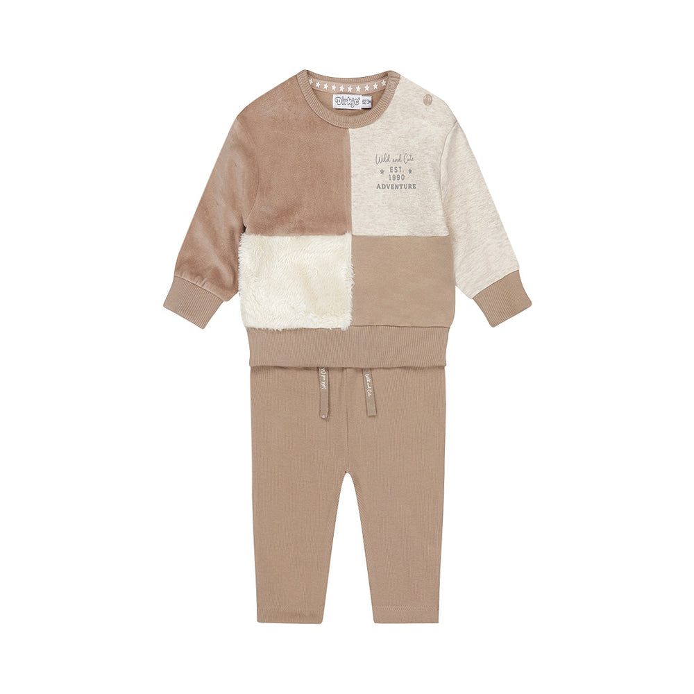 Dirkje Baby Boys 2-Piece Color-Block Sweatshirt & Joggers Set - Faded Brown