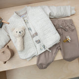 Dirkje Baby Boys 3-Piece Safari Set - Quilted Cardigan, Tee & Trousers