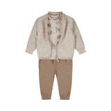 Dirkje Baby Boys 3-Piece Safari Set - Quilted Cardigan, Tee & Trousers
