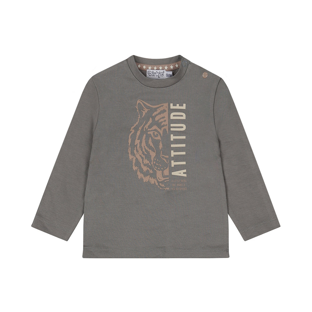 Dirkje Boys' Long-Sleeve Cotton-Rich T-Shirt - Grey