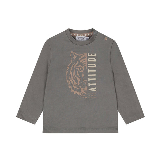Dirkje Boys' Long-Sleeve Cotton-Rich T-Shirt - Grey