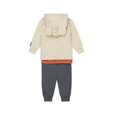 Baby Boys Three-Piece Cardigan Set – Pebble