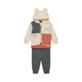 Baby Boys Three-Piece Cardigan Set – Pebble