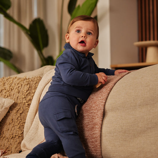 Boys Cotton-Blend Sweater – Navy