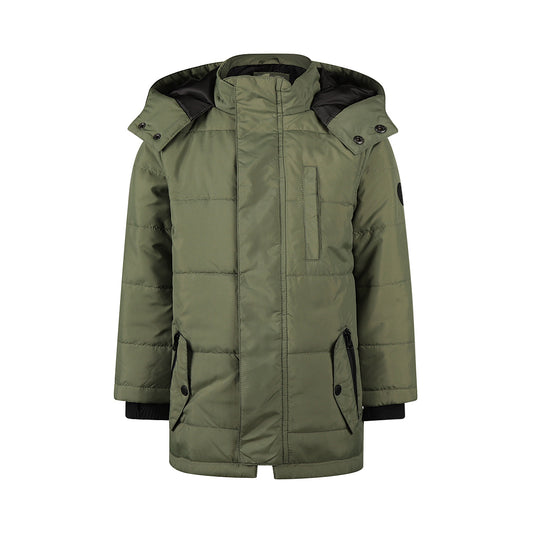 Boys Water-Repellent Parka Jacket – Army Green