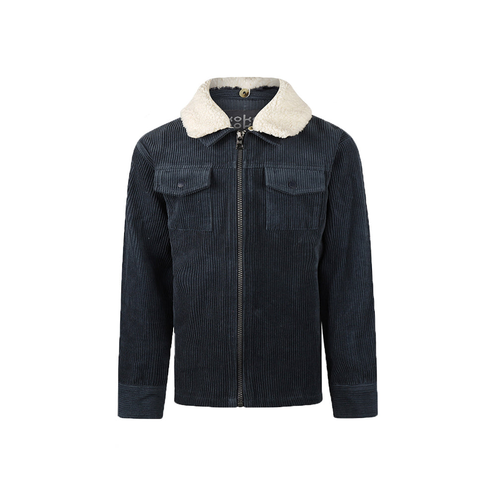 Boys Zip-Up Long-Sleeve Shirt – Steel Blue