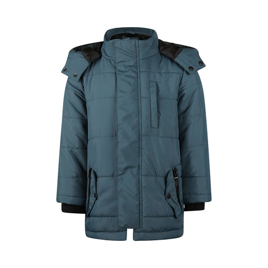 Boys Water-Repellent Parka Jacket – Steel Blue
