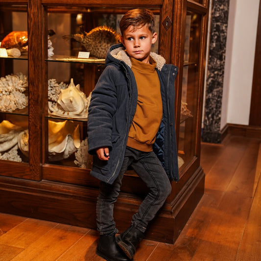 Boys Parka Jacket – Steel Blue