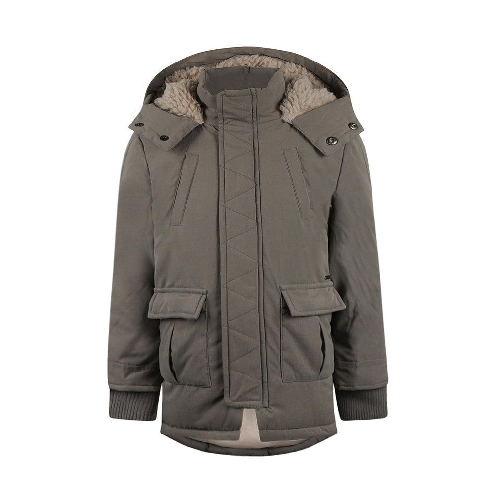 Boys Water-Repellent Parka Jacket – Mid Grey