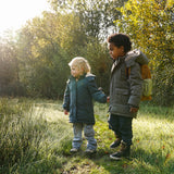 Kids Water-Repellent Parka Jacket – Steel Blue