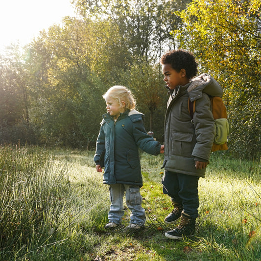 Kids Water-Repellent Parka Jacket – Steel Blue