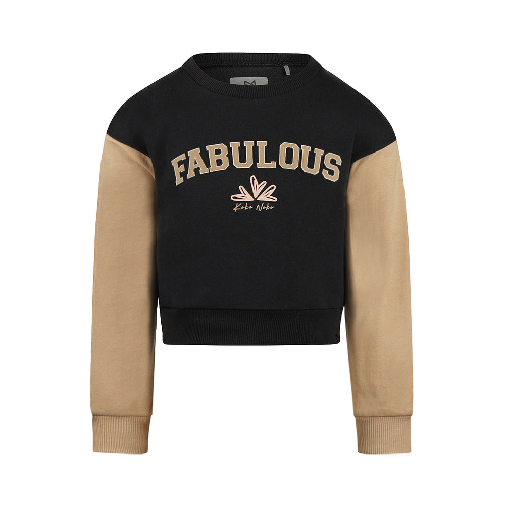 Kids Loose-Fit Cropped Sweater – Faded Black