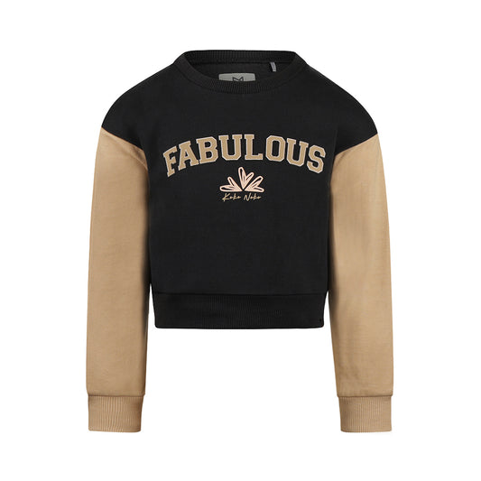 Kids Loose-Fit Cropped Sweater – Faded Black