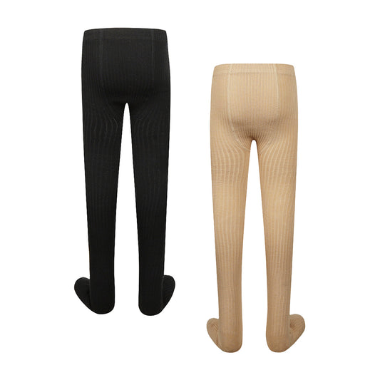 Girls 2-Pack Tights – Sand & Black