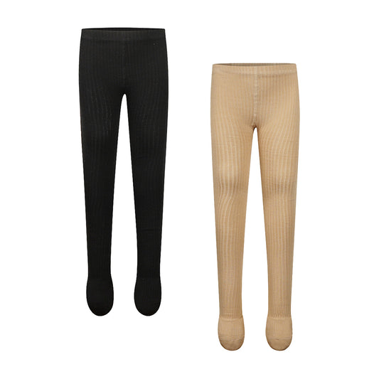 Girls 2-Pack Tights – Sand & Black