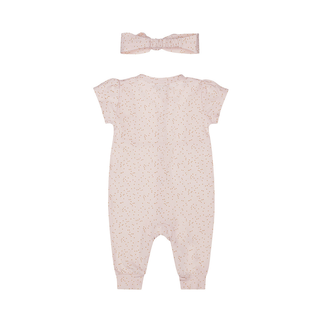 Baby Bodysuit Short Sleeve + Headband — Light Peach