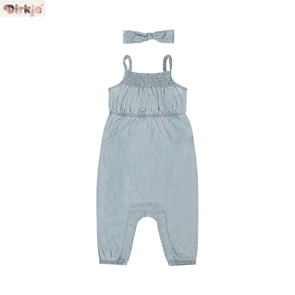 Kids Jumpsuit with Headband — Blue Jeans