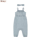 Kids Jumpsuit with Headband — Blue Jeans