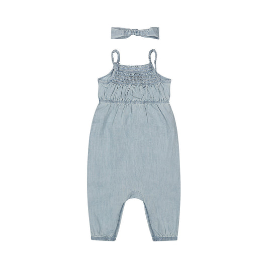 Kids Jumpsuit with Headband — Blue Jeans