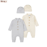 2-Pack Baby Bodysuit Long Sleeve + Hat — Light Blue